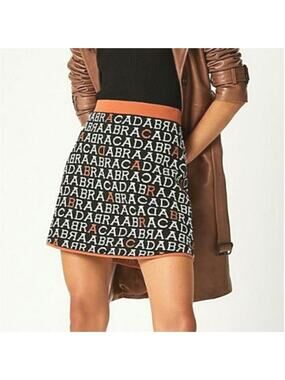 Anthropologie Maeve Abracadabra Knit Mini Skirt Boho Retro Statement Skirt XS